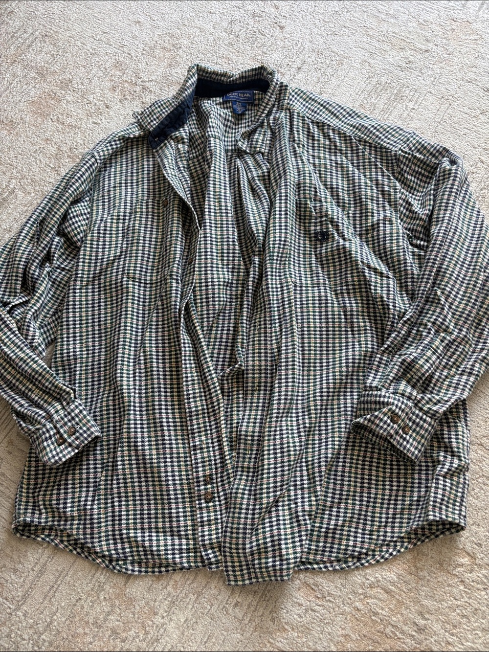 Duck Head Green and Navy Check Button-Down Shirt